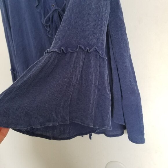 Vici Lace Up Ruffle Oversized Bell Sleeve Blouse S - Picture 6 of 9